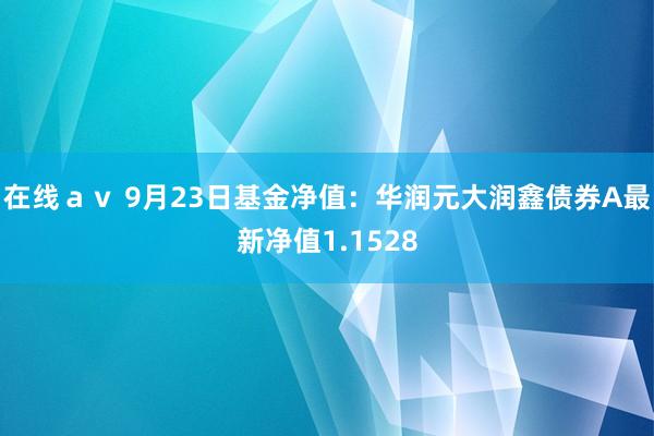 在线ａｖ 9月23日基金净值：华润元大润鑫债券A最新净值1.1528