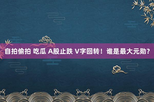 自拍偷拍 吃瓜 A股止跌 V字回转！谁是最大元勋？