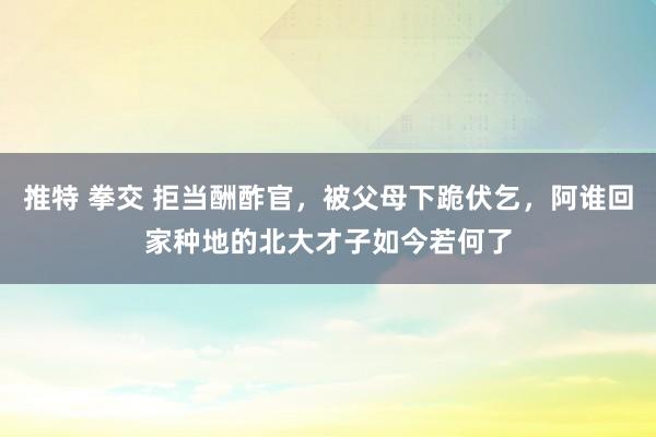 推特 拳交 拒当酬酢官，被父母下跪伏乞，阿谁回家种地的北大才子如今若何了