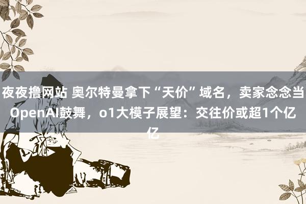 夜夜撸网站 奥尔特曼拿下“天价”域名，卖家念念当OpenAI鼓舞，o1大模子展望：交往价或超1个亿