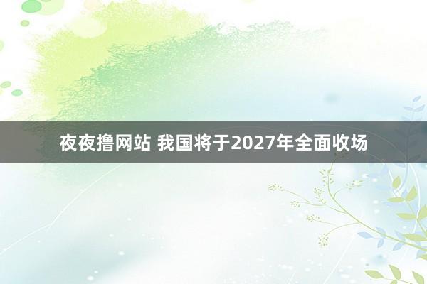 夜夜撸网站 我国将于2027年全面收场