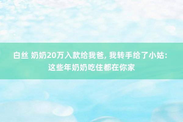 白丝 奶奶20万入款给我爸， 我转手给了小姑: 这些年奶奶吃住都在你家