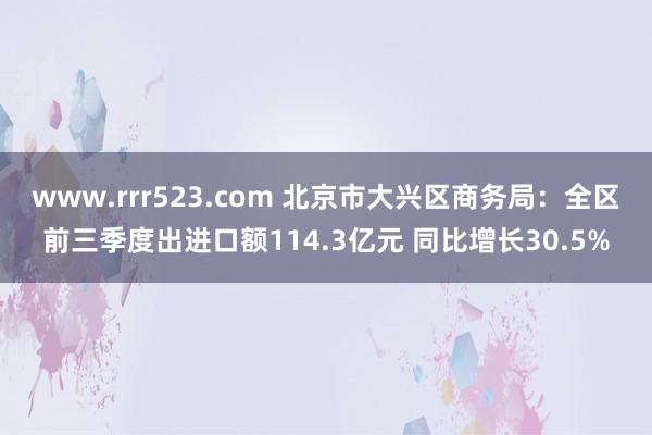 www.rrr523.com 北京市大兴区商务局：全区前三季度出进口额114.3亿元 同比增长30.5%
