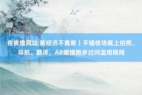 夜夜撸网站 新经济不雅察丨不错收场戴上拍照、导航、翻译，AR眼镜跑步过问滥用期间