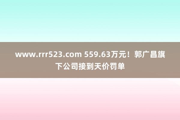 www.rrr523.com 559.63万元！郭广昌旗下公司接到天价罚单