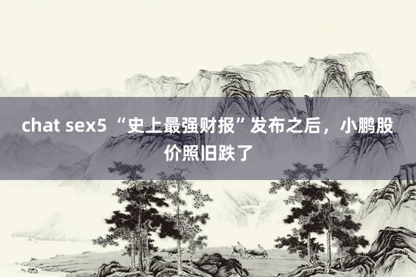 chat sex5 “史上最强财报”发布之后，小鹏股价照旧跌了