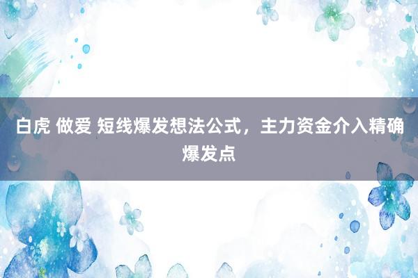 白虎 做爱 短线爆发想法公式，主力资金介入精确爆发点