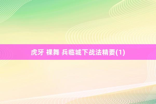 虎牙 裸舞 兵临城下战法精要(1)