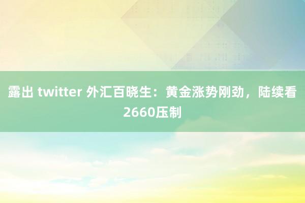 露出 twitter 外汇百晓生：黄金涨势刚劲，陆续看2660压制