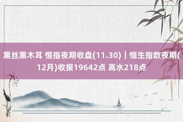 黑丝黑木耳 恒指夜期收盘(11.30)︱恒生指数夜期(12月)收报19642点 高水218点
