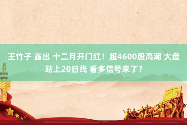 王竹子 露出 十二月开门红！超4600股高潮 大盘站上20日线 看多信号来了？