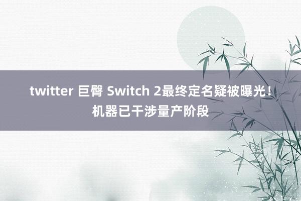 twitter 巨臀 Switch 2最终定名疑被曝光！机器已干涉量产阶段