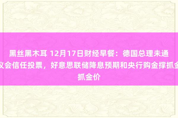 黑丝黑木耳 12月17日财经早餐：德国总理未通过议会信任投票，好意思联储降息预期和央行购金撑抓金价