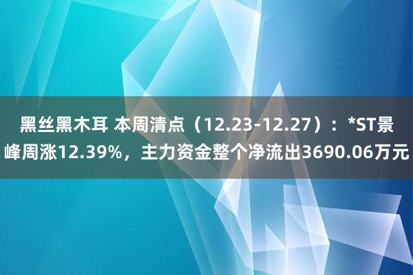 黑丝黑木耳 本周清点（12.23-12.27）：*ST景峰周涨12.39%，主力资金整个净流出3690.06万元