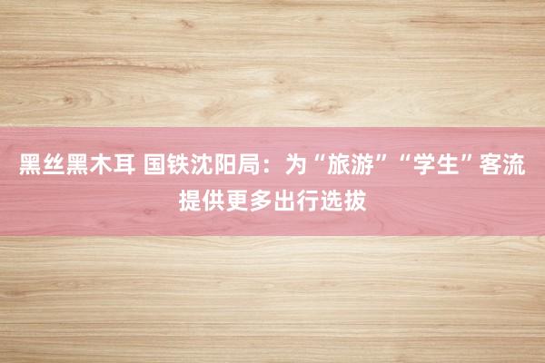 黑丝黑木耳 国铁沈阳局：为“旅游”“学生”客流提供更多出行选拔