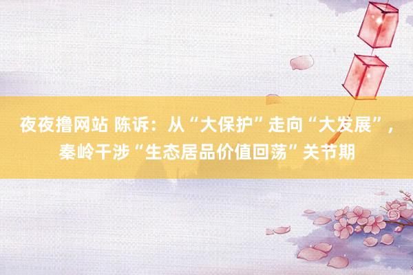 夜夜撸网站 陈诉：从“大保护”走向“大发展”，秦岭干涉“生态居品价值回荡”关节期