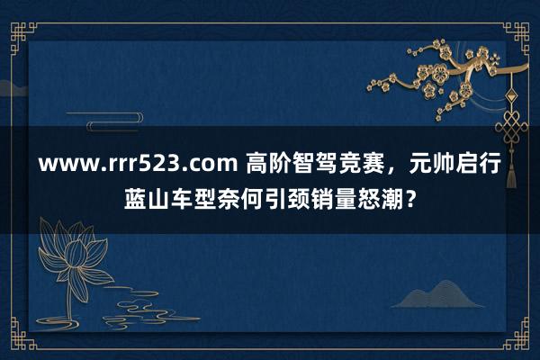 www.rrr523.com 高阶智驾竞赛，元帅启行蓝山车型奈何引颈销量怒潮？