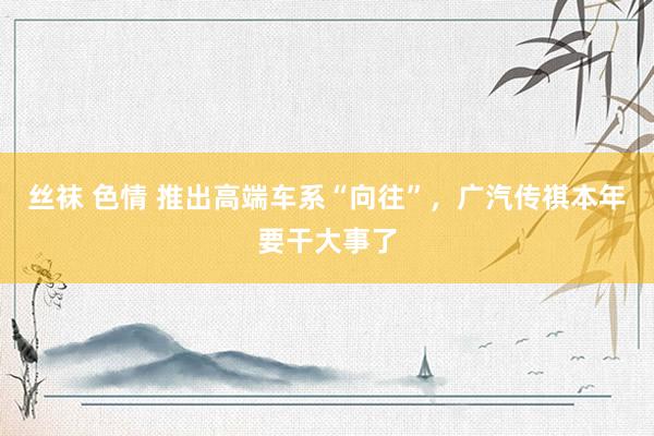 丝袜 色情 推出高端车系“向往”，广汽传祺本年要干大事了