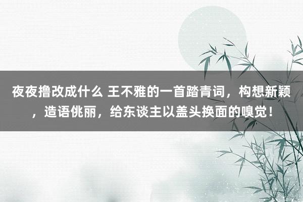 夜夜撸改成什么 王不雅的一首踏青词，构想新颖，造语佻丽，给东谈主以盖头换面的嗅觉！