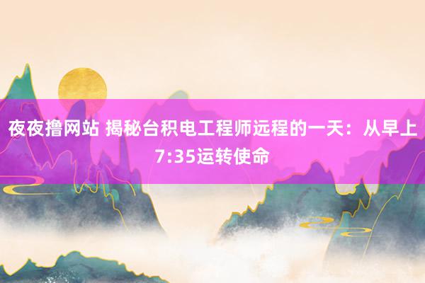 夜夜撸网站 揭秘台积电工程师远程的一天：从早上7:35运转使命