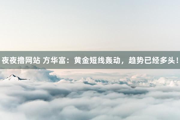 夜夜撸网站 方华富：黄金短线轰动，趋势已经多头！