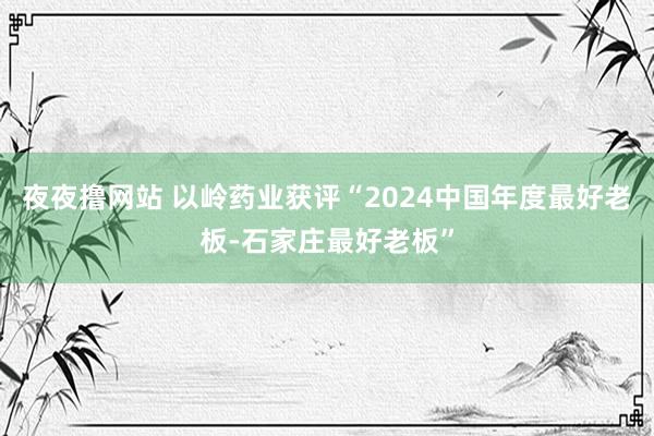 夜夜撸网站 以岭药业获评“2024中国年度最好老板-石家庄最好老板”