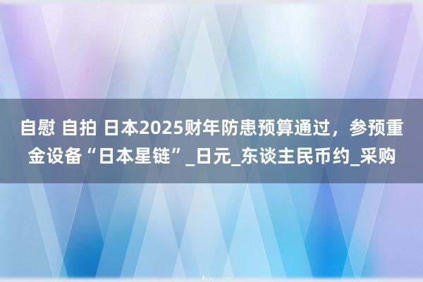 自慰 自拍 日本2025财年防患预算通过，参预重金设备“日本星链”_日元_东谈主民币约_采购