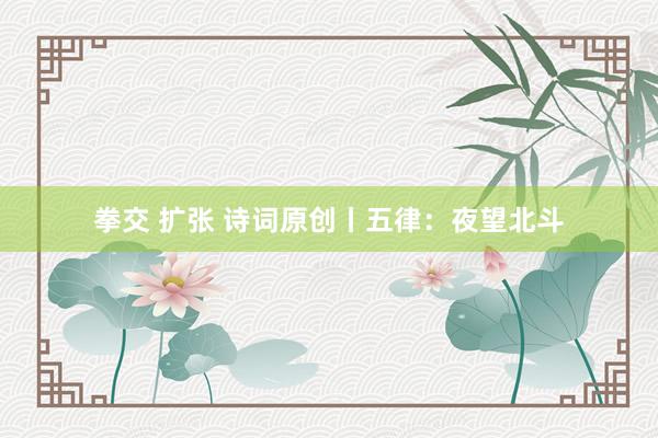 拳交 扩张 诗词原创丨五律：夜望北斗