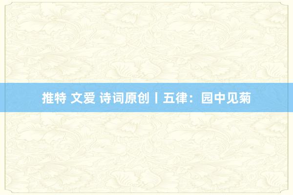 推特 文爱 诗词原创丨五律：园中见菊