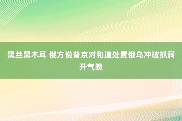 黑丝黑木耳 俄方说普京对和道处置俄乌冲破抓洞开气魄