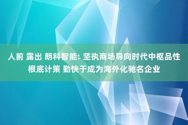 人前 露出 朗科智能: 坚执商场导向时代中枢品性根底计策 勤快于成为海外化驰名企业
