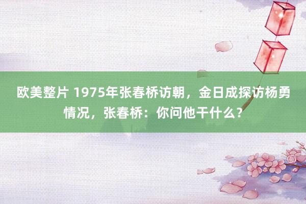 欧美整片 1975年张春桥访朝，金日成探访杨勇情况，张春桥：你问他干什么？