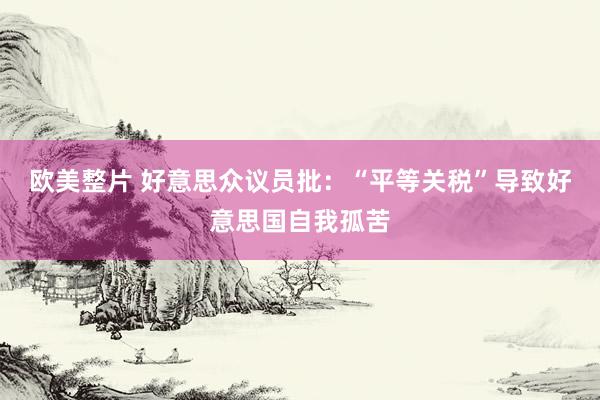 欧美整片 好意思众议员批：“平等关税”导致好意思国自我孤苦