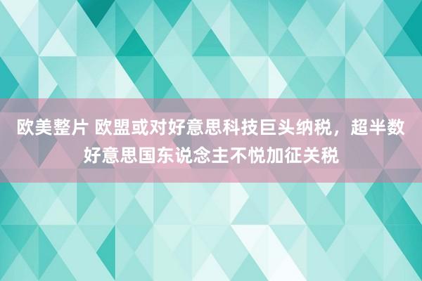 欧美整片 欧盟或对好意思科技巨头纳税，超半数好意思国东说念主不悦加征关税