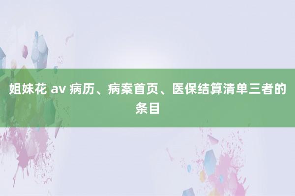 姐妹花 av 病历、病案首页、医保结算清单三者的条目