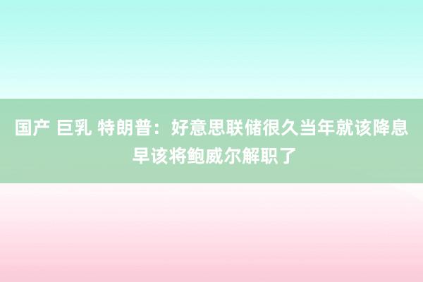 国产 巨乳 特朗普：好意思联储很久当年就该降息 早该将鲍威尔解职了