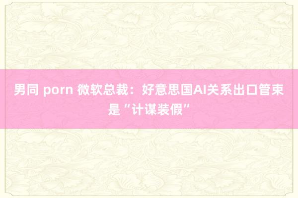 男同 porn 微软总裁：好意思国AI关系出口管束是“计谋装假”