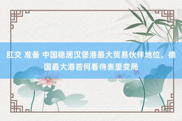 肛交 准备 中国稳居汉堡港最大贸易伙伴地位，德国最大港若何看待表里变局