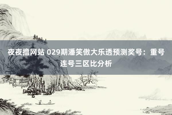 夜夜撸网站 029期潘笑傲大乐透预测奖号：重号连号三区比分析